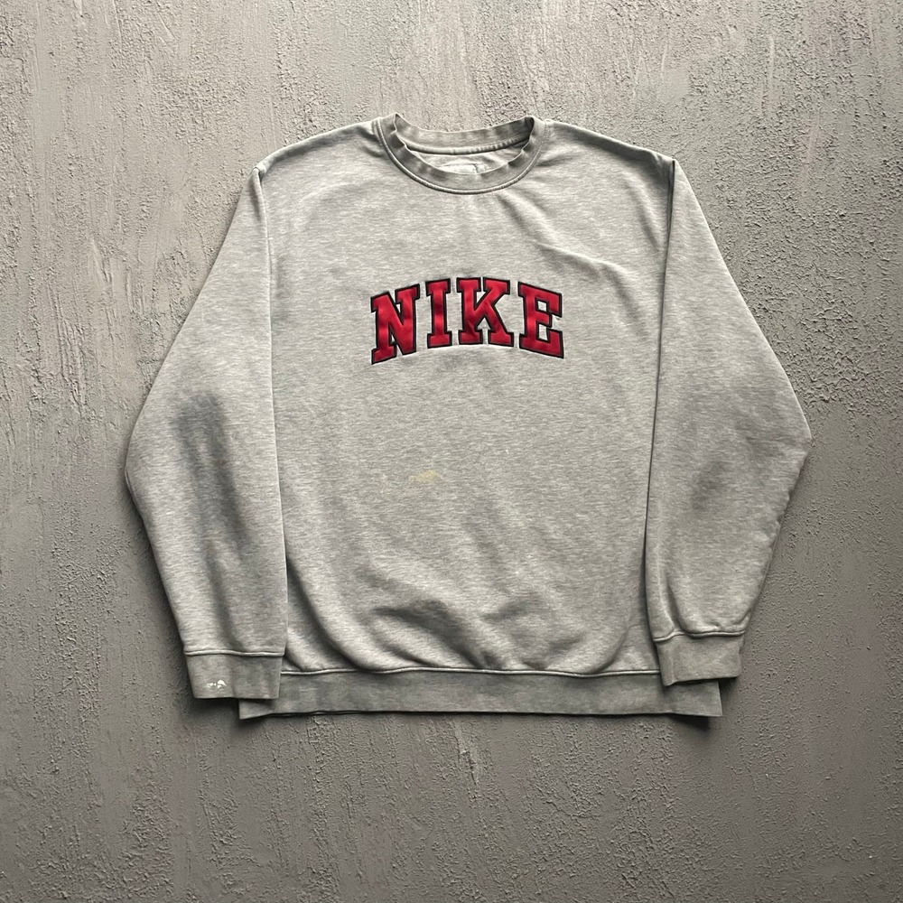Vintage Nike Embroidered Spell Out Sweatshirt Mens XL Grey 2000s y2k Nike